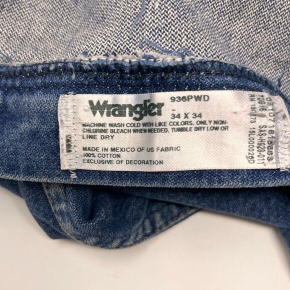 Vtg Wrangler Mens Jeans Size 34 x 34 Blue Denim 936PWD Western Workwear Country - Picture 8 of 9